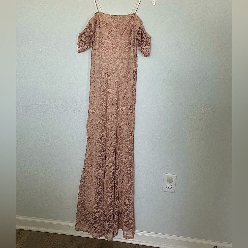 Lace off shoulder strap dress